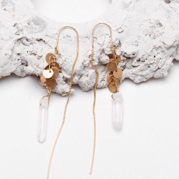 Quartz Crystal Threaders with Dangling Stone - Picture 4 of 8